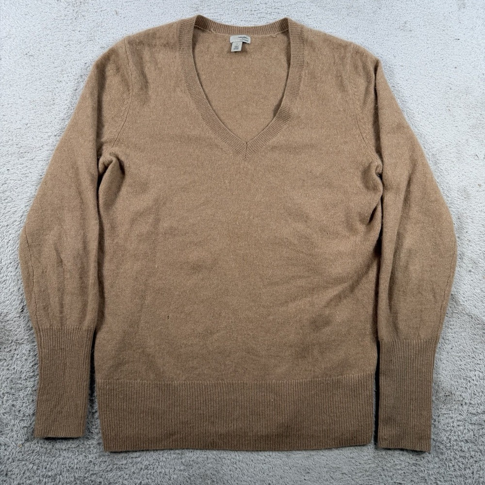 Halogen Sweater Womens Small Brown 100% Cashmere V-Neck Soft Lightweight Ribbed